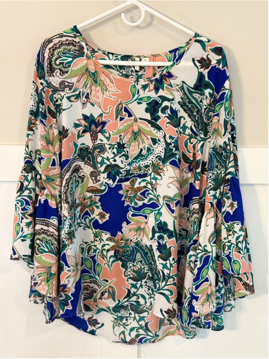 C Est. 1946 Tops - EST. 1946 XL Paisley Floral Bell Sleeve Boho Blouse